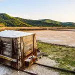 Salt production. Stone and Mali Ston, Croatia