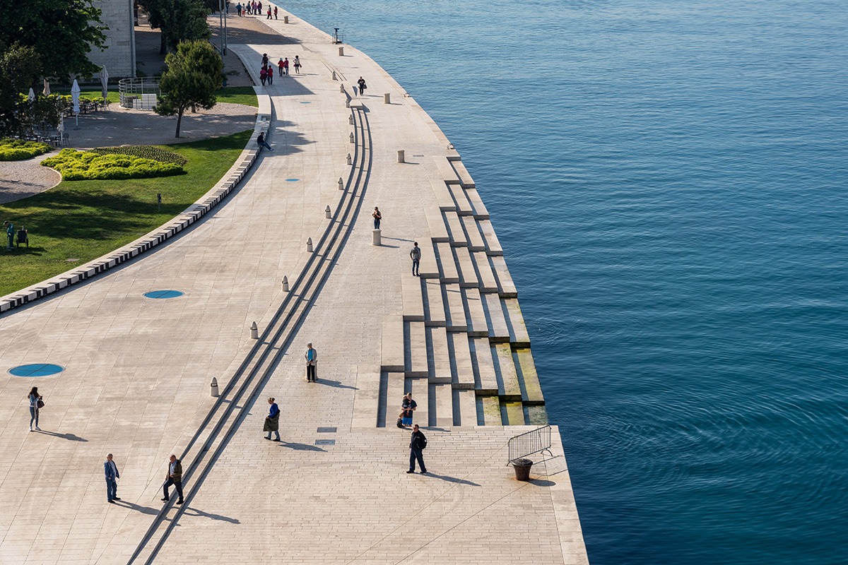 Sea organ, greeting to the sun and promenade in Zadar