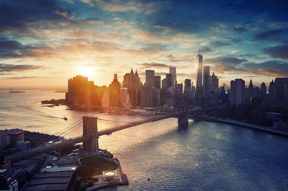 New York City - Manhattan after sunset , beautiful cityscape