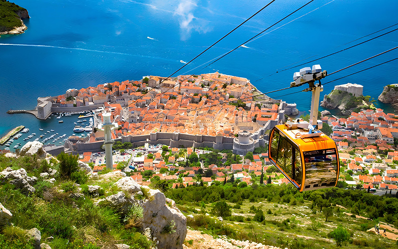 Dubrovnik's cable car orange