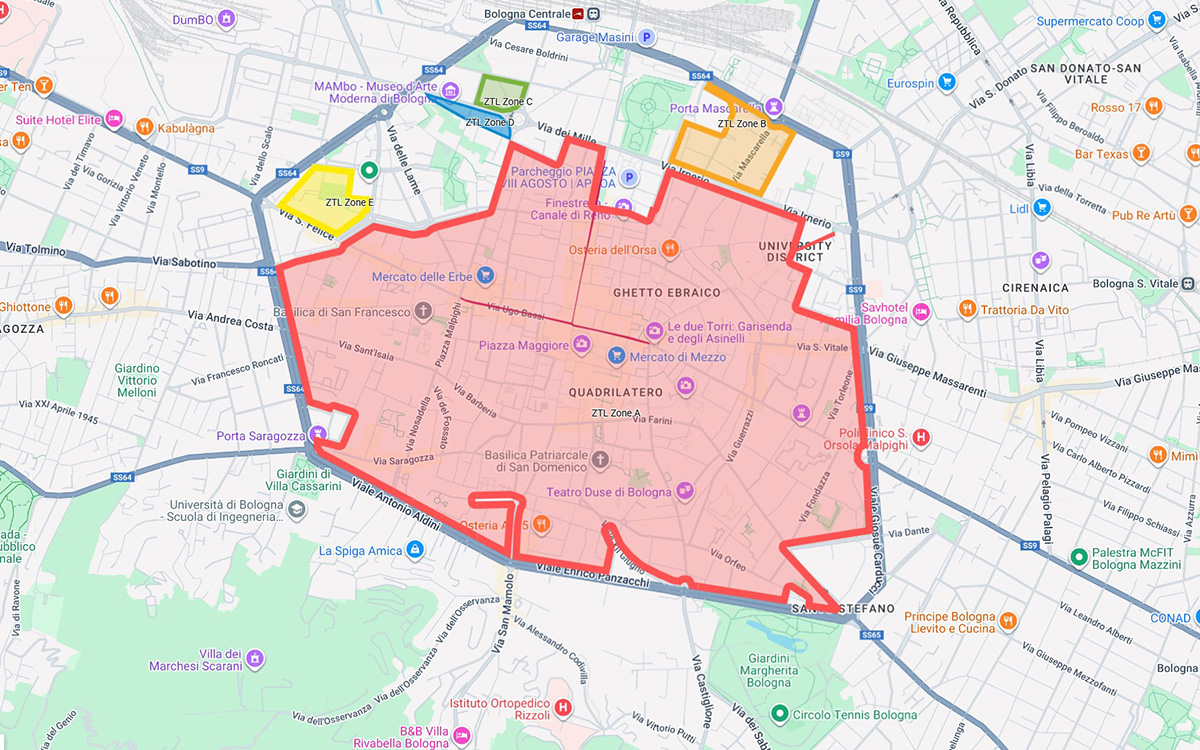 ZTL zone Bologna - Limited Traffic Zone