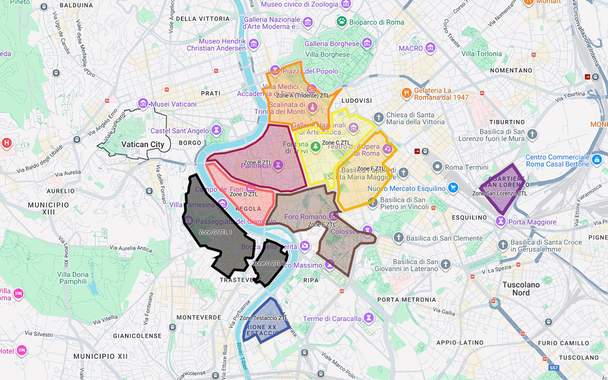 ZTL zone Rome - Limited Traffic Zone