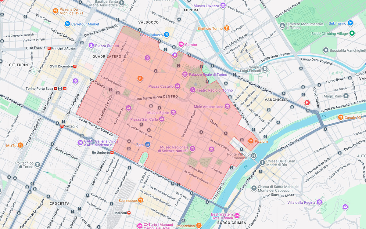 ZTL zone Turin - Limited Traffic Zone