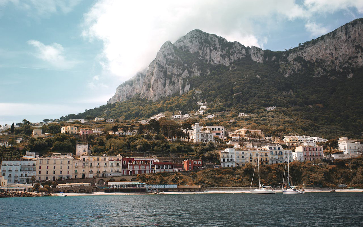 Coastal road along cliffs in Campania