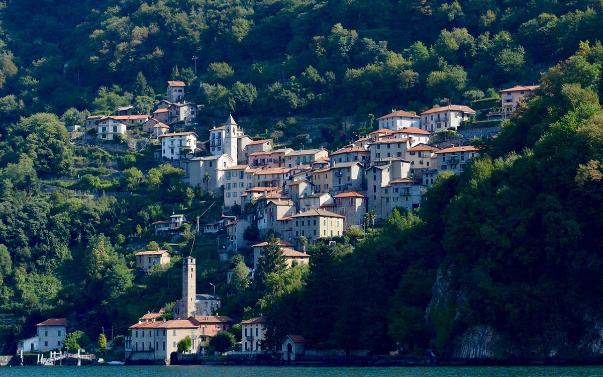 Lakeside road near Lake Como in Lombardy