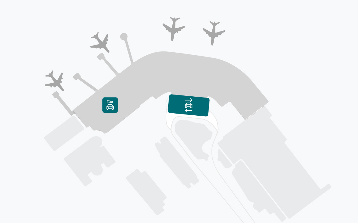 Pick up, drop off area and location of car rental desks at naples international airport