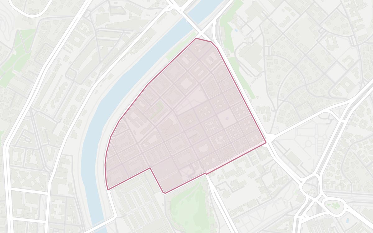 Map of the Testaccio night ZTL in Rome between Via Marmorata and the Tiber River