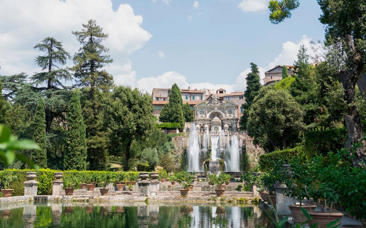 Terraced fountains at Villa d'Este in Tivoli, a short day trip from Rome